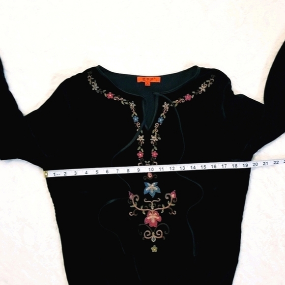 Embroidered Velvet Longsleeve Top - Picture 10 of 11